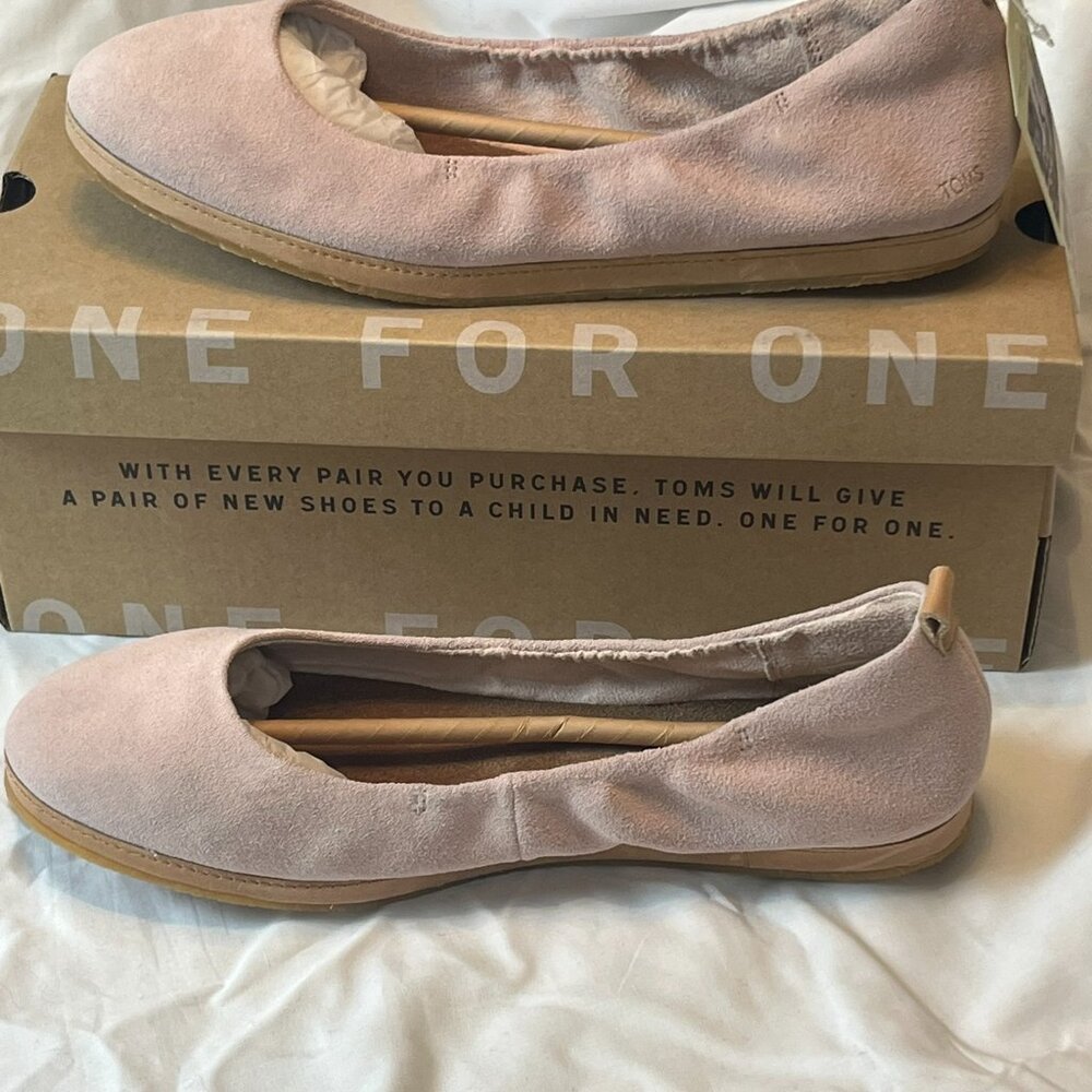 NIB TOMS Olivia Ballet Flats - Blush Suede - Sz 9